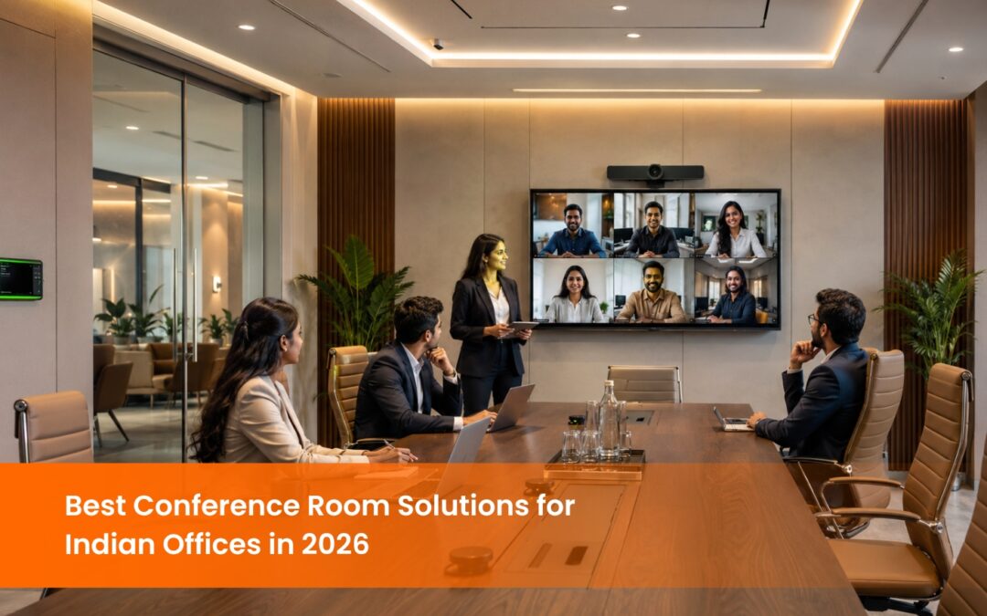 Best conference room solutions for hybrid meetings with display, camera, and AV setup in an Indian boardroom
